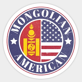 Proud Mongolian-American Badge - Mongolia Flag Soyombo Sticker
